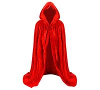 Proumhang Cape en Velours à Capuchon pour Enfants Cap Maxi Manteau de Vampire Sorcier Cape Fantaisie Halloween Noël Carnaval Rouge 70cm