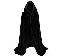 Proumhang Cape en Velours à Capuchon pour Enfants Cap Maxi Manteau de Vampire Sorcier Cape Fantaisie Halloween Noël Carnaval Noir 110cm