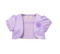 Proumhang Cardigan Bolero Shrug pour Filles Cardigan à Manches Courtes en Satin Châle Princesse Cape de Mariage Petit Manteau pour Les Enfants de 3 à 10 Ans Violet 130