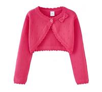 Proumhang Cardigan Bolero Shrug pour Filles Chandails à Manches Longues en Coton Tricoté Châle à Un Bouton Veste Sweatshirt Manteaux Robe Couvrante pour Enfants 3-10 Ans Rose Rouge 110