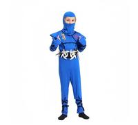 Proumhang Costumes de Jeu de Rôle pour Enfants Garçons Costumes Ninja Halloween Ensemble Musculaire Costume de Performance Samouraï Ninja Bleu S(110-120cm)