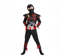 Proumhang Costumes de Jeu de Rôle pour Enfants Garçons Costumes Ninja Halloween Ensemble musculaire Costume de Performance Samouraï Ninja Noir M(120-130cm)