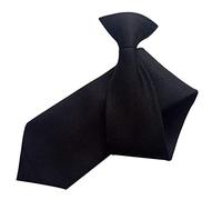 Proumhang Cravate Solide pour Hommes,Cravate à clip pour Uniforme avec Boutonnières,Taille Unique pour Adulte Unisexe 51cm Noir