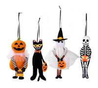 Proumhang Décoration d'halloween - Lot de 4 Suspensions Effrayantes pour Fête. Inclut Citrouilles,Chats Noirs,Fantômes et Squelettes. Parfait pour Décorer Votre Maison ou Soirée Terrifiante