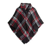 Proumhang Écharpe Tartan pour Filles avec Boucle en Corne,Enveloppement à Carreaux,Châle Cape Poncho pour Enfants, écharpes Chaudes d'automne et d'hiver,Foulard-écharpe,Taille Unique,Noir