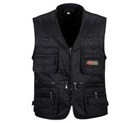 Proumhang Gilet de Multi-Poches sans Manches en Plein Air Sports De Voyage Homme Veste Noir 4XL