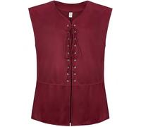 Proumhang Gilet Homme Steampunk Gothique Pirate - Gilet Renaissance Sans Manches à Col Ouvert et Lacets pour Costumes Médiévaux, Événements Victorien et Fêtes Costumées Fantastiques Rouge XL