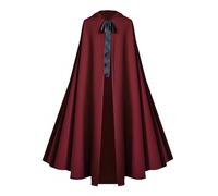 Proumhang Halloween cape à capuche pour adultes -Costume de cape de sorcière médiévale de la Renaissance pour hommes et femmes,Hobbit cosplay court cap,130cm Vin Rouge