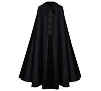 Proumhang Halloween cape à capuche pour adultes -Costume de cape de sorcière médiévale de la Renaissance pour hommes et femmes,Hobbit cosplay court cap,130cm Noir