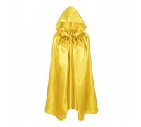 Proumhang Jaune Cape à Capuche Enfants Robe Cape de Sorcière Cape de Vampire Cape du Diable Cape Faucheuse pour Garçons Filles Halloween Masquerade Noël Cosplay 120cm