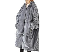 Proumhang Le sweatshirt couverture surdimensionné,Sherpa Hoodie Blanket Sweatshirt pour femmes et hommes,Couverture épaisse avec manches et poche,Taille Unique,Gris
