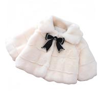 Proumhang Manteau d'hiver Chaud en Fausse Fourrure pour Bébé Fille et Tout-petit,Manches Longues,Fuzzy Cute Cape Jacket Cloak Poncho Overcoat Outwear,Cardigan à Capuche pour Enfants Blanc 120