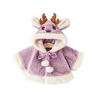 Proumhang Manteau en Fausse Fourrure pour Bébé Fille,Veste à Capuche avec Oreilles d'orignal et Poncho pour Bébé,0-5 ans Violet 100