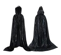 Proumhang Noir Cape à Capuchon Manteau du Roi Adulte Halloween Costume Carnaval Noël Cosplay Fête 150 cm