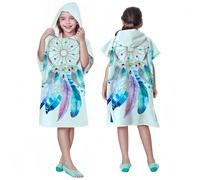 Proumhang Poncho de Surf/Bain/Piscine/Plage pour Enfants,Serviette de Bain à Capuche en Microfibre,Peignoir à Langer en éponge,Poncho de Bain à Capuche pour Garçons et Filles Style 15 75x60cm