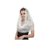 Proumhang Voile en Dentelle de Style Espagnol Floral Traditionnel de Mantille pour l'église - Foulard en Dentelle pour la Messe Latine