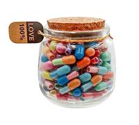 Prounion Capsule Lettres Message dans une Bouteille en Verre, 100PCS Bouteille Capsule Letters Message Happy Love Pills pour Ami/Petite Amie Anniversaire Anniversaire Saint Valentin