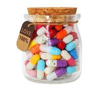 Prounion Capsule Lettres Message dans une Bouteille en Verre-100PCS, Mignon Bouteille Capsule Letters Message Happy Love Pills pour Ami/Petite Amie Anniversaire Anniversaire Saint Valentin