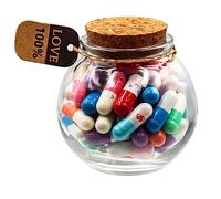 Prounion Capsule Lettres Message dans une Bouteille en Verre-50PCS, Mignon Bouteille Capsule Letters Message Happy Love Pills pour Ami/Petite Amie Anniversaire Anniversaire Saint Valentin