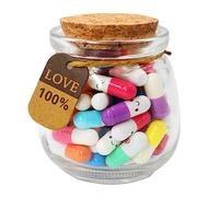 Prounion Capsule Lettres Message dans une Bouteille en Verre, 50PCS Mignon Bouteille Capsule Letters Message Happy Love Pills pour Ami/Petite Amie Anniversaire Anniversaire Saint Valentin