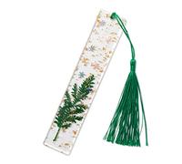 PROUSKY Marque-page en forme de fleur pressée - En résine - Fleurs séchées - Marqueurs de page de lecture avec pompon - Marqueurs de page pour lecteurs, enseignants, étudiants - Vert