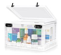 Provcodeabox Boîte verrouillable avec double serrure à combinaison, 24 L, boîte de sécurité pour médicaments, téléphone portable et collations, boîte de rangement empilable avec 2 serrures à