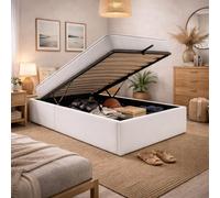 Provence literie Ensemble Lit Coffre et Matelas 90x190 cm - Couleur : Blanc - Sommier Relevable avec Vérins Hydrauliques - Matelas Mousse Soutien Ferme Face Hiver Laine - Lit Coffre Déhoussable
