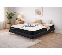 Provence literie Ensemble Sommier Tapissier et Matelas 120x190 cm - Couleur : Noir - Sommier Déhoussable avec Pieds 20 cm et Lattes Multiplis - Matelas Soutien Ferme Mousse Haute Densité -