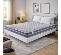 Provence literie Ensemble Sommier Tapissier et Matelas 120x200 cm - Couleur : Blanc - Sommier Déhoussable avec Pieds 20 cm et Lattes Multiplis - Matelas Ferme Très Respirant Tissu Bambou -