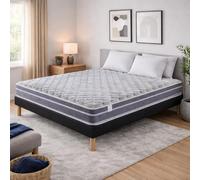 Provence literie Ensemble Sommier Tapissier et Matelas 180x200 cm - Couleur : Noir - Sommier Déhoussable avec Pieds 20 cm et Lattes Multiplis - Matelas Ferme Très Respirant Tissu Bambou -