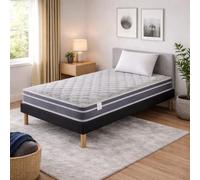 Provence literie Ensemble Sommier Tapissier et Matelas 70x190 cm - Couleur : Noir - Sommier Déhoussable avec Pieds 20 cm et Lattes Multiplis - Matelas Ferme Très Respirant Tissu Bambou -