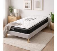 Provence literie Ensemble Sommier Tapissier et Matelas 80x190 cm - Couleur : Gris - Sommier Déhoussable avec Pieds 20 cm et Lattes Multiplis - Matelas Soutien Ferme Mousse Haute Densité -