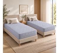 Provence Literie Lot de 2 Matelas 70x190 x 19,5 cm Très Ferme - Spécial Sommier Electrique - Déhoussable Housse Lavable - 7 Zones de Confort - ame Rembourrage 100% polesther 33 Kg/m3 -
