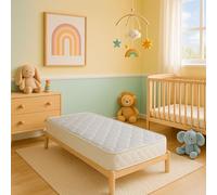 Matelas pour bébé 60x120 cm Hauteur 15,5 cm Hyppoallergénique - anti-acariens - Tissu Coton - Mousse Haute Résilience 33 Kg/m3
