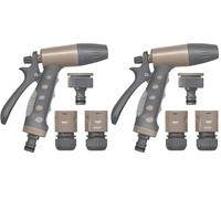 Provence Outillage JARDIBRIC 4961 - Pistolet d'Arrosage - Jet Réglable - avec Raccords en 15" - pour Arroser Votre Jardin, Taupe (Lot de 2)