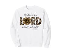 Proverbes 3:5 Trust in The Lord Léopard Tournesol Religieux Sweatshirt