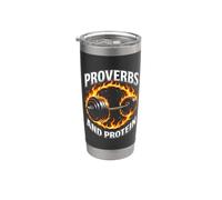 Proverbes And Protein Funny Gym Faith Workout Gobelet isotherme en acier inoxydable double paroi