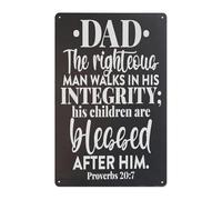 Proverbs 20 7 Metal Tin Sign Vintage Rustic Biblical Wall Plaque Blessed Children Righteous Man Home Decor 8 X 12 inch