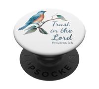 Proverbs 3:5 Trust in The Lord - Women Girls Bird (White) PopSockets PopGrip Adhésif
