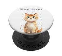 Proverbs 3:5 Trust in The Lord - Women Girls Cat Verse PopSockets PopGrip Adhésif