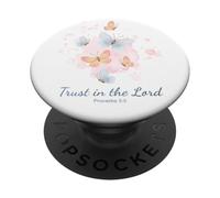 Proverbs 3:5 Trust in The Lord - Women Girls Floral (White) PopSockets PopGrip Adhésif