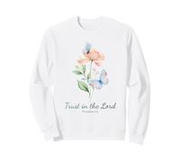 Proverbs 3:5 Trust in The Lord - Women Girls Floral (White) Sweatshirt