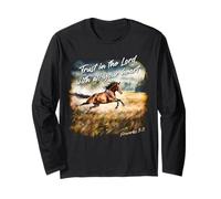 Proverbs 3:5 Trust in The Lord - Women Girls Horse Verse Manche Longue