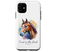 Proverbs 3:5 Trust in The Lord - Women Girls Horse (White) Coque pour iPhone 11