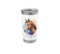 Proverbs 3:5 Trust in the LORD - Women Girls Horse (White) Gobelet isotherme en acier inoxydable double paroi