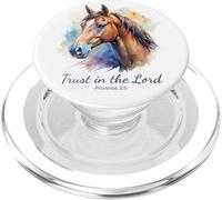 Proverbs 3:5 Trust in The Lord - Women Girls Horse (White) PopSockets PopGrip pour MagSafe