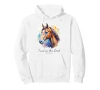 Proverbs 3:5 Trust in The Lord - Women Girls Horse (White) Sweat à Capuche