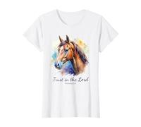 Proverbs 3:5 Trust in The Lord - Women Girls Horse (White) T-Shirt