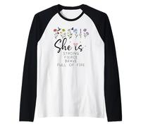 Proverbs 31 She is Strong Fierce Brave Full Fire Christian Manche Raglan