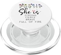 Proverbs 31 She is Strong Fierce Brave Full Fire Christian PopSockets PopGrip pour MagSafe